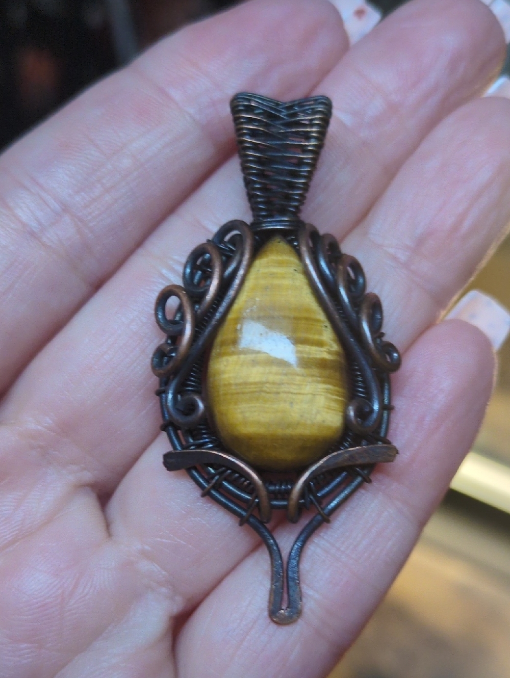 Handcrafted Tiger's Eye Wire-Wrapped Pendant